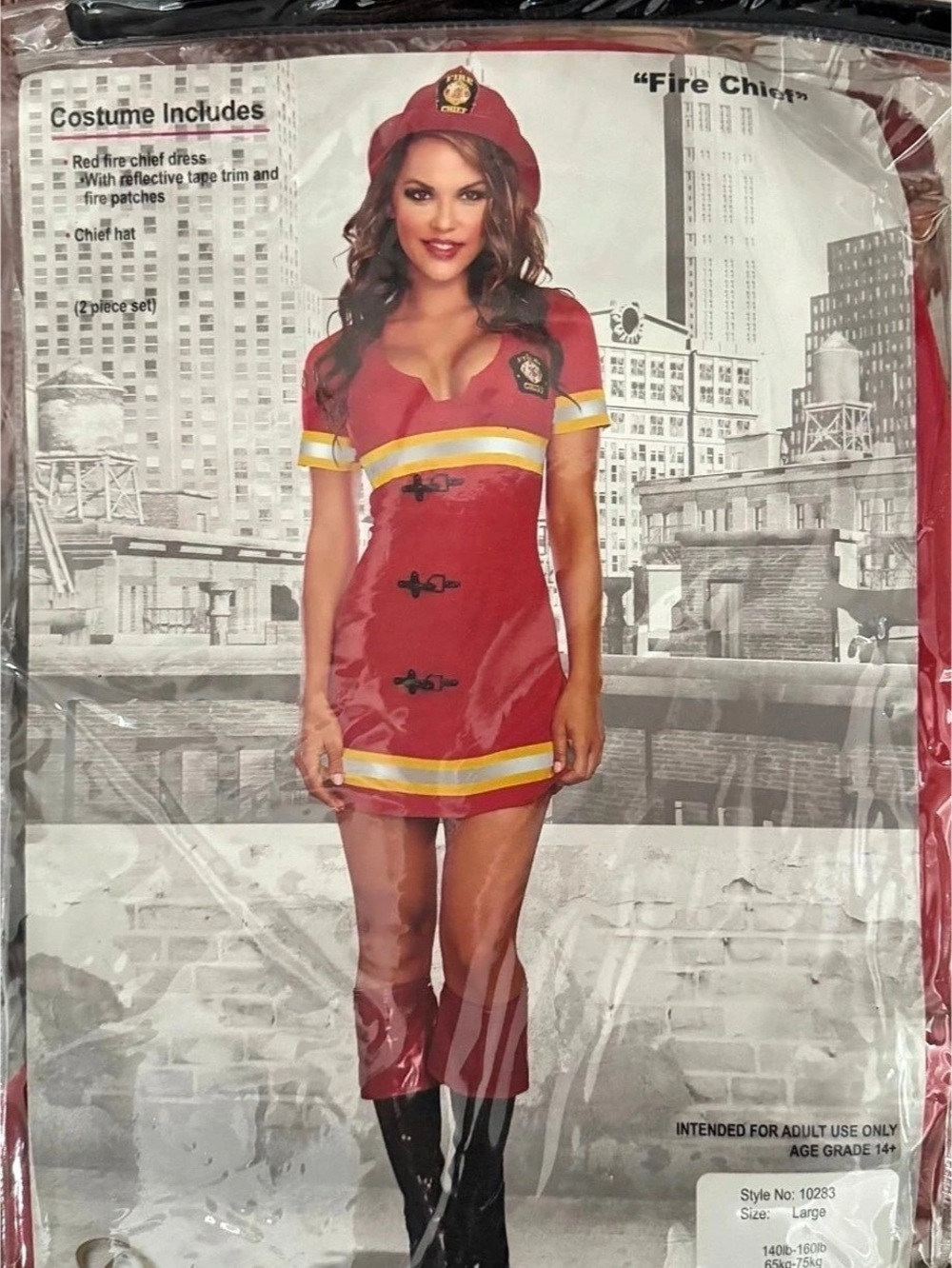 Fire Chief Costume in Red & Yellow Size large